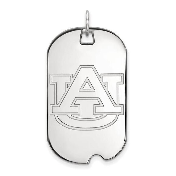 10k White Gold Auburn U Large Dog Tag Pendant